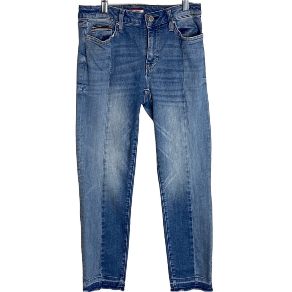 Tommy Hilfiger Two Tone High Rise Skinny Straight Ankle Jeans